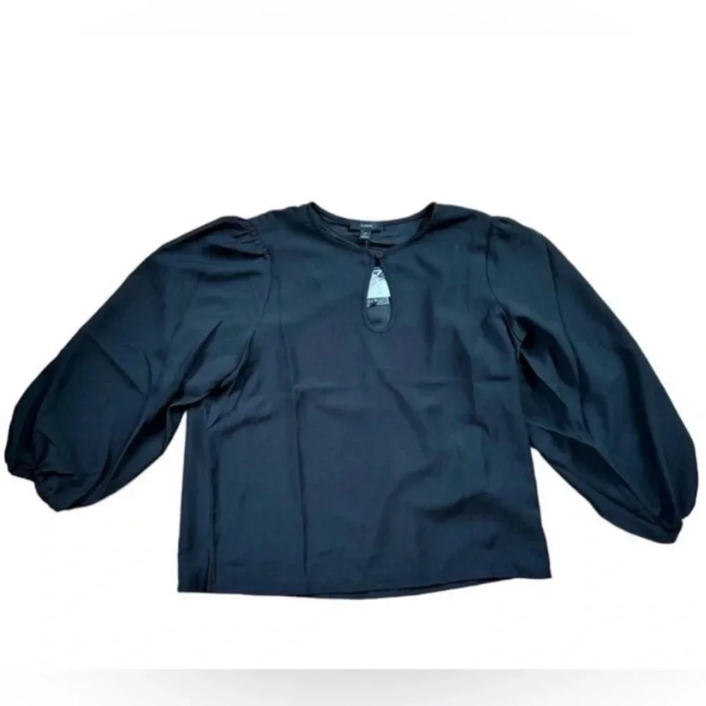 JCrew Puff-sleeve satin-back crepe top